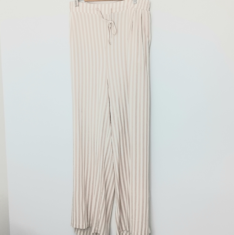 Torrid Pullon Wide Leg Pant Women's Size 4X Cream & Tan Stripes Drawstring Pre-o